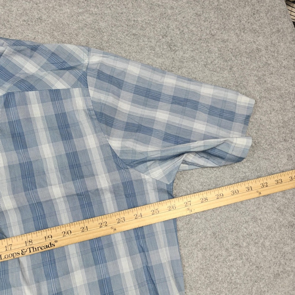 Travis Mathew Shirt Mens 2XL Blue Plaid Cotton Nylon Stretch Short Sleeve Casual - Picture 7 of 8